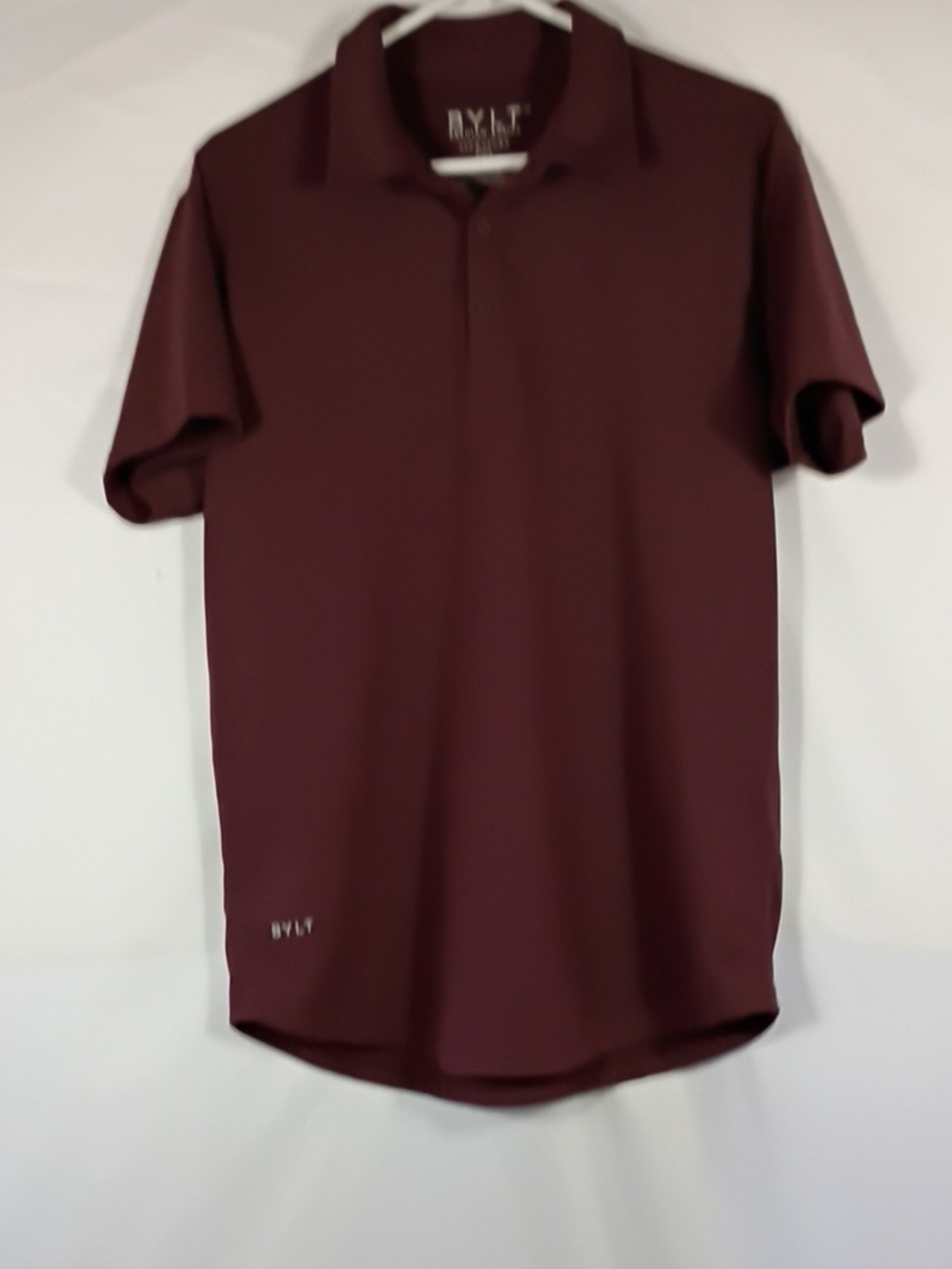 EUC BYLT Basics Premium Signature Polo Shirt Maroon Mens Sz Medium Golf Work